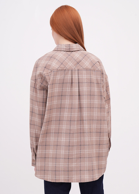 Фото ракурс 2 - Жіноча бежева сорочка EQUILIBRI артикул W422 023 003 Beige FW2025