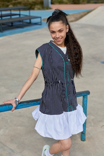 Фото ракурс 3 - Женское синее платье EQUILIBRI артикул NW452001 000 NAVY BLUE SS2025