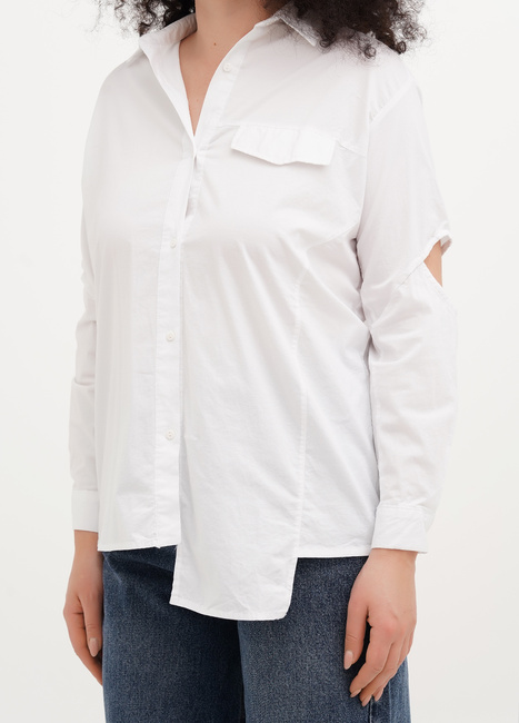 Фото ракурс 3 - Женская белая рубашка EQUILIBRI артикул W422 026 000 White SS2025