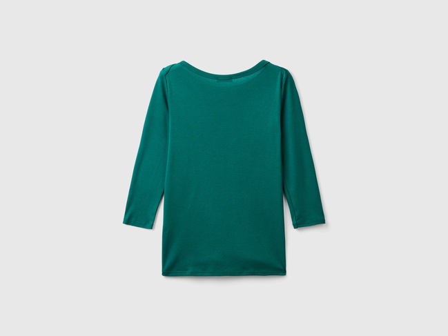 Фото ракурс 3 - Женский зеленый лонгслив Benetton артикул 3GA2E16A1 28Y 24A