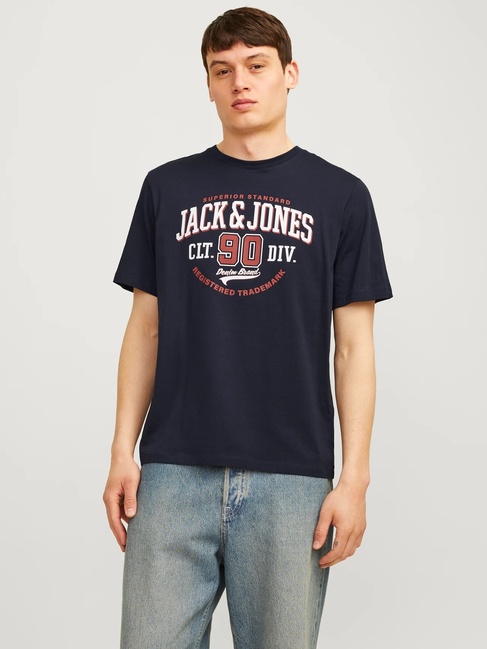 Фото ракурс 1 - Чоловіча синя футболка Jack & Jones  артикул 12254862 Dark navy FW2024