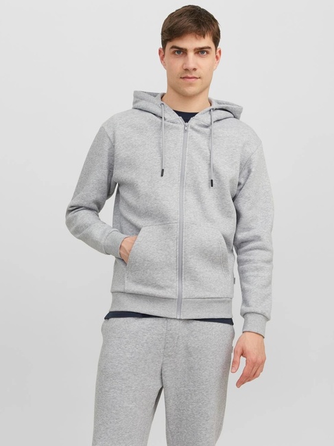 Фото ракурс 1 - Мужское серое худи Jack & Jones  артикул 12249342 LIGHT GREY MELANGE FW2024