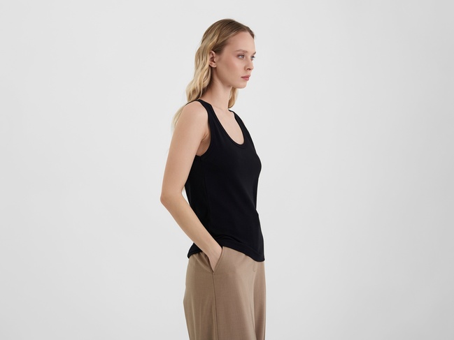 Женская черная майка Benetton артикул 3GA2DH010 100 25P Фото ракурс 6 - Женская черная майка Benetton артикул 3GA2DH010 100 25P