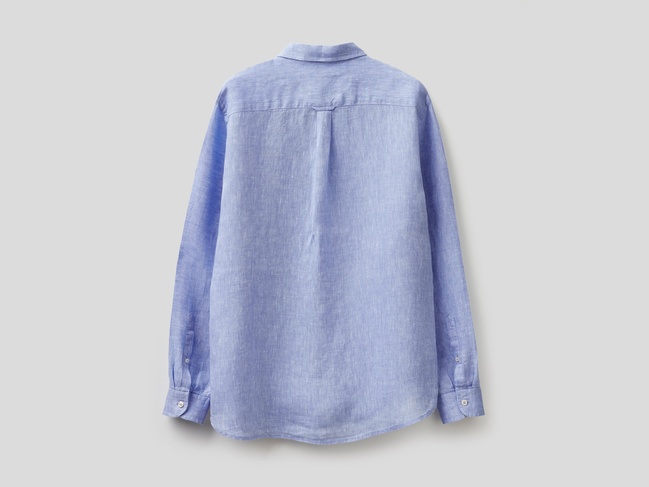 Фото ракурс 3 - Мужская синяя рубашка Benetton артикул 5BKU5QJG8 907 25P