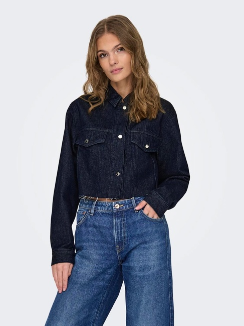 Фото ракурс 1 - Женская синяя куртка Only артикул 15309982 DARK BLUE DENIM SS2024