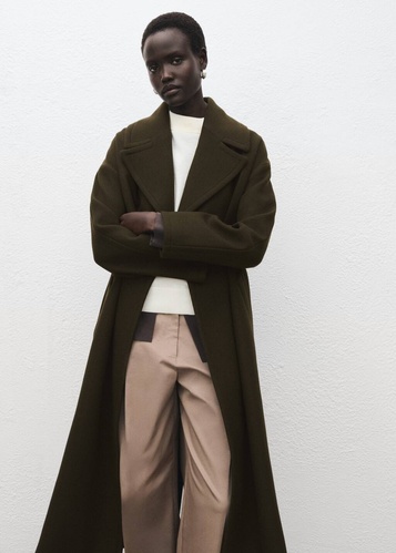 Фото ракурс 1 - Жіноче хакі пальто Mango артикул 17036745 37 1 season