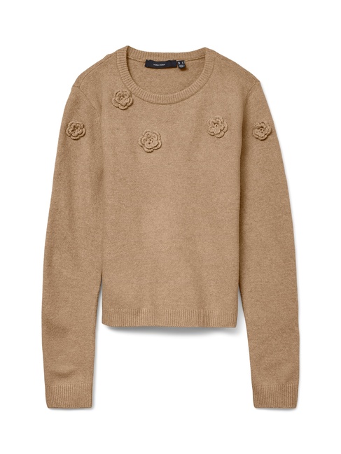 Жіночий бежевий светр Vero Moda артикул 10331434 SILVER MINK FW2025 Фото ракурс 4 - Жіночий бежевий светр Vero Moda артикул 10331434 SILVER MINK FW2025