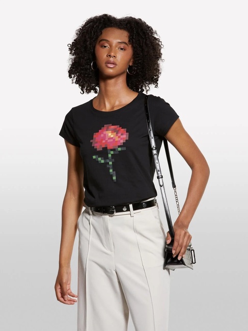 Фото ракурс 1 - Жіноча чорна футболка Sisley артикул 3I1XL107Z 100 25A