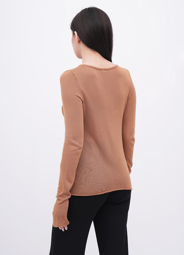 Фото ракурс 2 - Жіночий коричневий лонгслів EQUILIBRI артикул W315 010 001 CAMEL FW2025