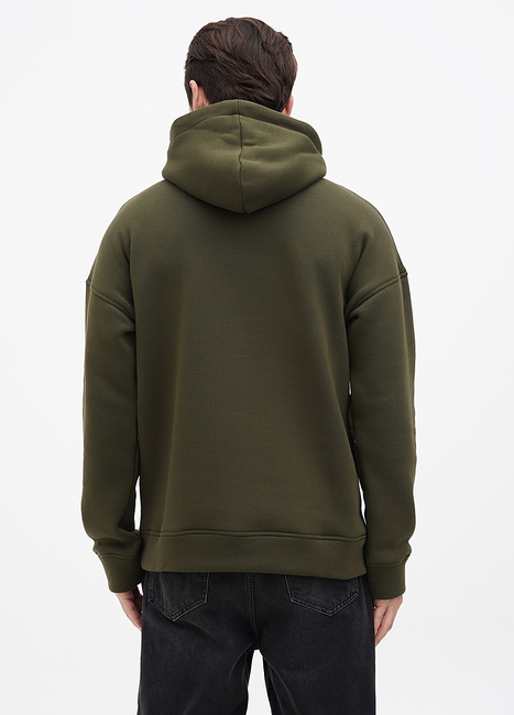 Фото ракурс 2 - Мужское хаки худи EQUILIBRI артикул M OD Hoody Fleece Khaki FW2023