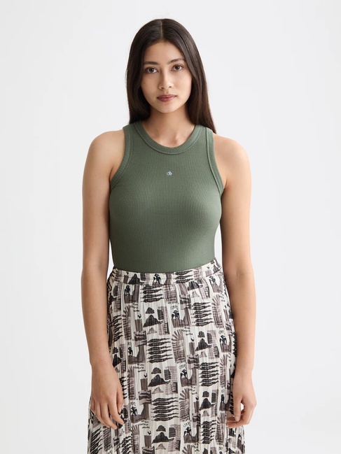 Женская зеленая майка SCOTCH & SODA артикул U9A00794T U360 FW2025 Фото ракурс 1 - Женская зеленая майка SCOTCH & SODA артикул U9A00794T U360 FW2025