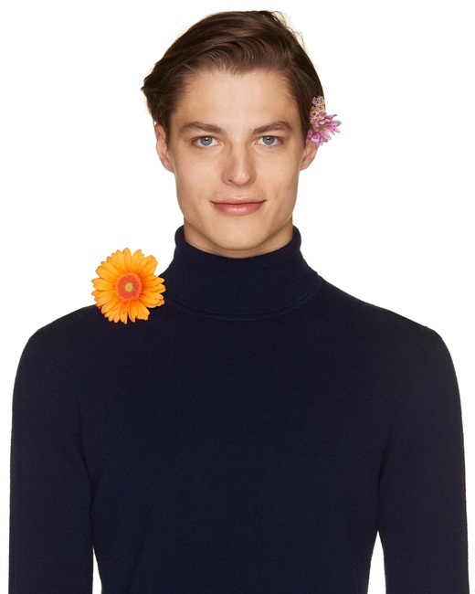 Фото ракурс 6 - Мужская синяя водолазка Benetton артикул 1002U2180 016 25A