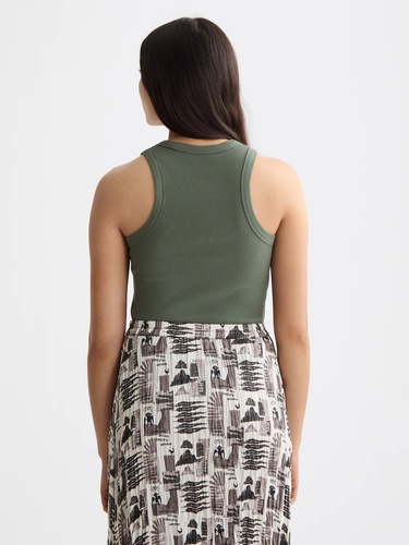 Фото ракурс 2 - Жіноча зелена майка SCOTCH & SODA артикул U9A00794T U360 FW2025