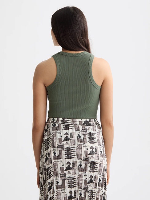 Женская зеленая майка SCOTCH & SODA артикул U9A00794T U360 FW2025 Фото ракурс 2 - Женская зеленая майка SCOTCH & SODA артикул U9A00794T U360 FW2025