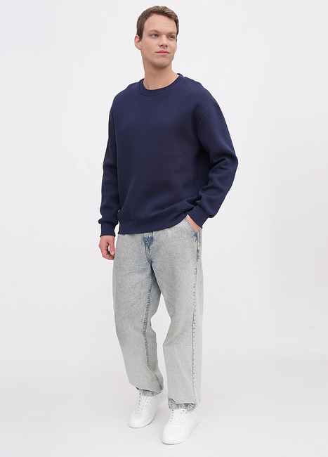 Чоловічий синій світшот EQUILIBRI артикул M231 003 000 NAVY BLUE FW2025 Фото ракурс 3 - Чоловічий синій світшот EQUILIBRI артикул M231 003 000 NAVY BLUE FW2025