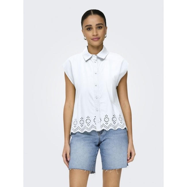 Женская белая блузка Only артикул 15342569 bright white SS2025 Фото ракурс 1 - Женская белая блузка Only артикул 15342569 bright white SS2025