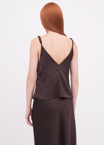 Фото ракурс 2 - Женский коричневый топ EQUILIBRI артикул BW491012 100 Brown FW2025