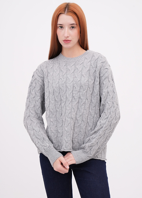 Женский серый свитер EQUILIBRI артикул W342 065 000 Grey FW2025 Фото ракурс 1 - Женский серый свитер EQUILIBRI артикул W342 065 000 Grey FW2025