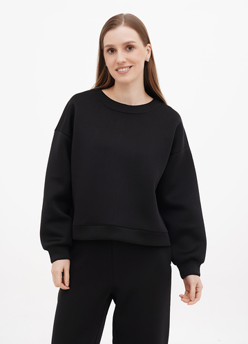 Фото ракурс 1 - Женский чёрный свитшот EQUILIBRI артикул SVT N Sweat Black FW2024