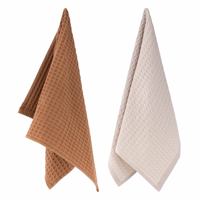 Фото ракурс 4 - Бежево-коричневий набір рушників для кухні Ardesto артикул ART4060VB No color FW2025