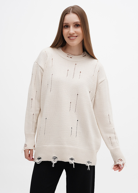 Жіночий бежевий светр EQUILIBRI артикул TMZ SWT H 1 Beige FW2023 Фото ракурс 4 - Жіночий бежевий светр EQUILIBRI артикул TMZ SWT H 1 Beige FW2023