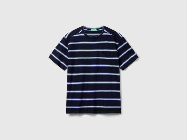 Фото ракурс 4 - Чоловіча синя футболка Benetton артикул 32UZU10A7 901 25P