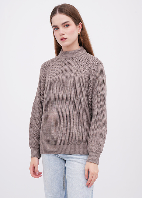 Фото ракурс 1 - Жіночий коричневий светр EQUILIBRI артикул W342 012 002 Mocco FW2025