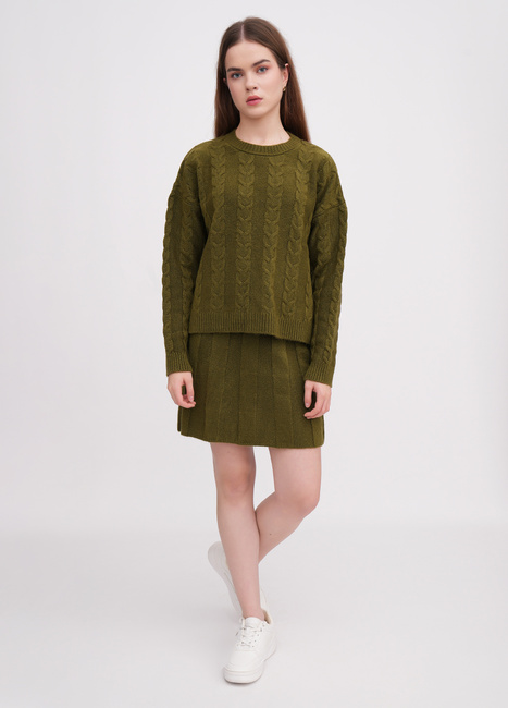 Фото ракурс 3 - Жіночий зелений светр EQUILIBRI артикул NW391001 100 Green FW2025