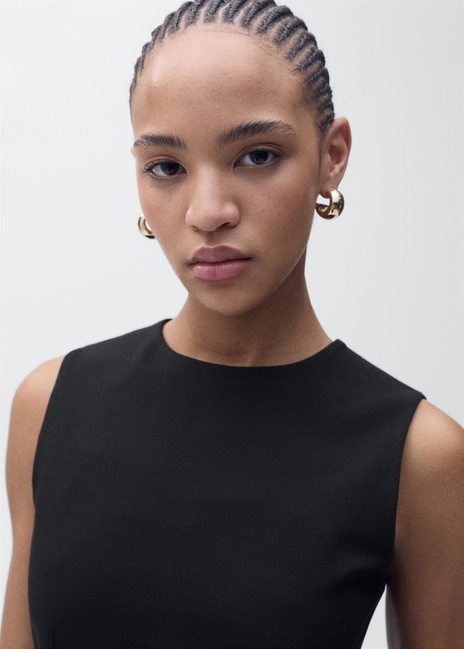 Женский черный топ Mango артикул 87095740 99 8 season Фото ракурс 3 - Женский черный топ Mango артикул 87095740 99 8 season