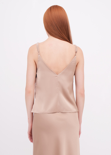 Фото ракурс 2 - Женский коричневый топ EQUILIBRI артикул BW491012 100 Mocco FW2025