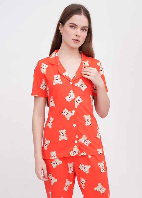 Женская красная пижама EQUILIBRI артикул W691 001 000 Red No season Фото ракурс 3 - Женская красная пижама EQUILIBRI артикул W691 001 000 Red No season