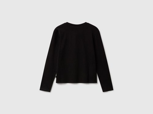 Фото ракурс 2 - Чорний лонгслів Benetton для дівчаток артикул 3P4ZC10QF.G 100 25A