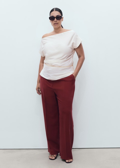 Фото ракурс 5 - Жіночі бордові брюки Mango артикул 17084078 76 1 season