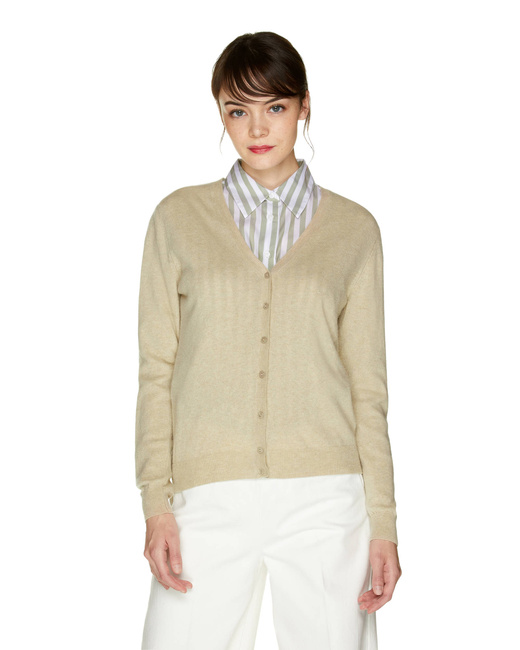 Жіночий бежевий кардиган Benetton артикул 1002D5485 562 25A Фото ракурс 1 - Жіночий бежевий кардиган Benetton артикул 1002D5485 562 25A