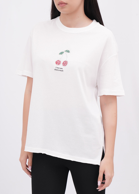 Жіноча біла футболка EQUILIBRI артикул W213 101 000 White FW2025 Фото ракурс 3 - Жіноча біла футболка EQUILIBRI артикул W213 101 000 White FW2025