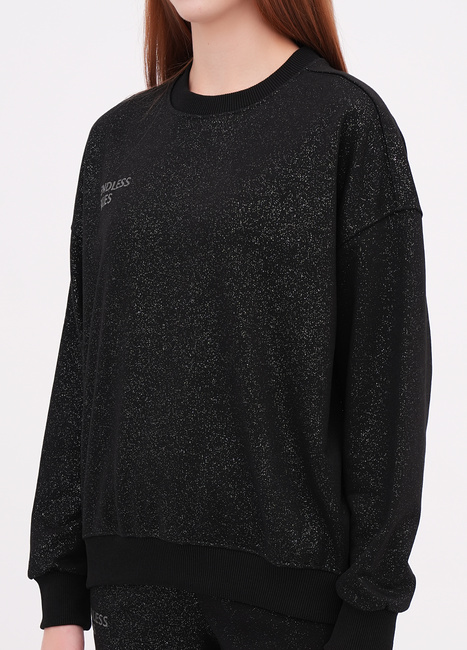 Фото ракурс 3 - Женский черный свитшот EQUILIBRI артикул W291 043 100 Black FW2025