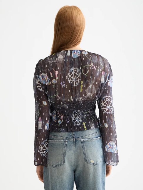 Жіноча чорна блузка SCOTCH & SODA артикул U9B00947T U024 FW2025 Фото ракурс 2 - Жіноча чорна блузка SCOTCH & SODA артикул U9B00947T U024 FW2025