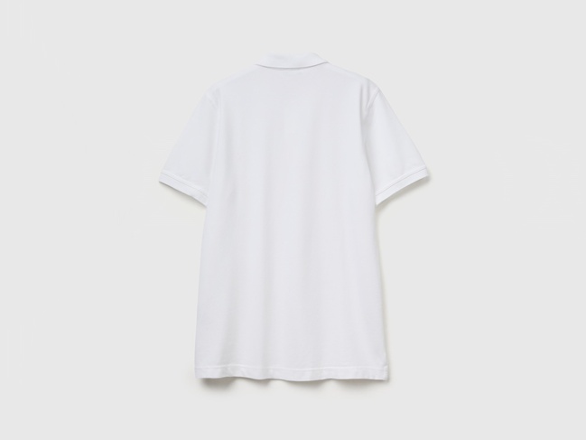 Фото ракурс 3 - Мужская белая футболка поло Benetton артикул 3WG9U301Z 101 25A