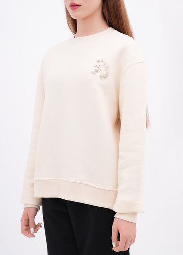 Фото ракурс 2 - Жіночий молочний світшот EQUILIBRI артикул W231 031 000 ECRU FW2025