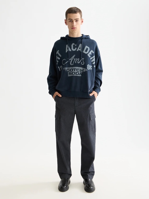 Мужское голубое худи SCOTCH & SODA артикул 181283 410 FW2025 Фото ракурс 3 - Мужское голубое худи SCOTCH & SODA артикул 181283 410 FW2025