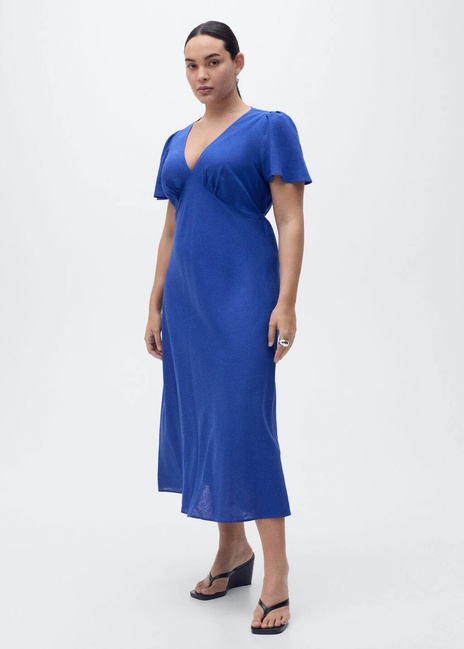 Жіноча блакитна сукня Mango артикул 87057163 52 8 season Фото ракурс 6 - Жіноча блакитна сукня Mango артикул 87057163 52 8 season