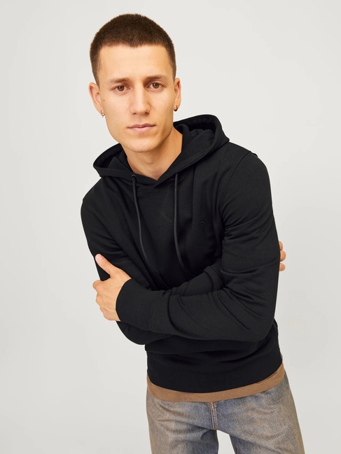 Фото ракурс 6 - Чоловіче чорнe худі Jack & Jones  артикул 12256591 Black FW2024