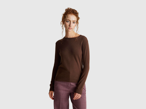 Фото ракурс 1 - Жіночий коричневий светр Benetton артикул 1002D1K01 2C0 25A