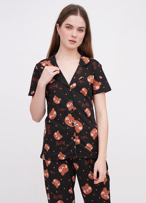 Жіноча чорна піжама EQUILIBRI артикул W691 001 000 Black No season Фото ракурс 3 - Жіноча чорна піжама EQUILIBRI артикул W691 001 000 Black No season