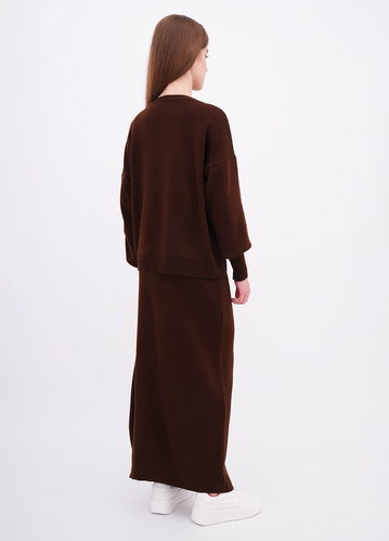 Фото ракурс 2 - Женская коричневая юбка EQUILIBRI артикул W391 038 200 Brown FW2025