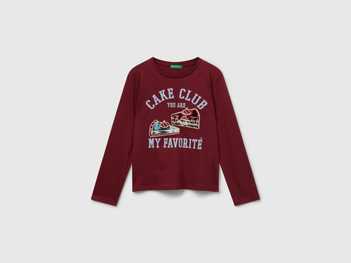 Фото ракурс 1 - Бордовий лонгслів Benetton для дівчаток артикул 3I1XC10QJ.G 236 25A