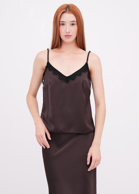 Жіночий коричневий топ EQUILIBRI артикул BW491012 100 Brown FW2025 Фото ракурс 1 - Жіночий коричневий топ EQUILIBRI артикул BW491012 100 Brown FW2025