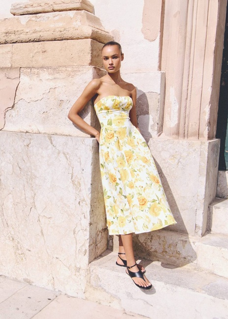 Жіноча жовта сукня Mango артикул 87009083 12 8 season Фото ракурс 5 - Жіноча жовта сукня Mango артикул 87009083 12 8 season