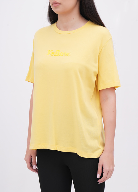 Женская желтая футболка EQUILIBRI артикул W213 097 000 Yellow FW2025 Фото ракурс 3 - Женская желтая футболка EQUILIBRI артикул W213 097 000 Yellow FW2025
