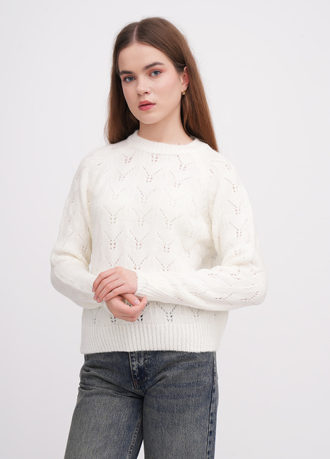Фото ракурс 1 - Женский молочный свитер EQUILIBRI артикул W342 073 000 MILK SS2026